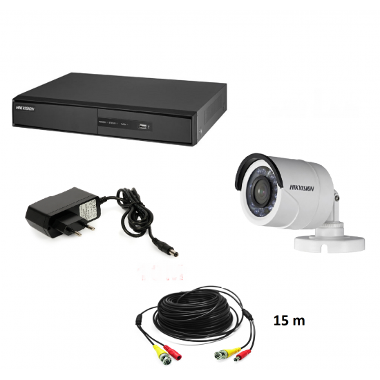 hikvision bullet camera 1 mpixel CCTV kit 1106 Περιλαμβανει 1 DS-7204HGHI-F1 και 1 κάμερα DS-2CE16D0T-IRPF  2mp