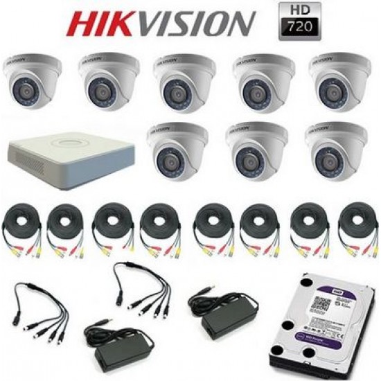 HIKVISION KIT18 Ολοκληρωμένο συστημα CCTV 2MPIXEL ετοιμο για εγκατάσταση κατάλληλο για εσωτερικούς χώρους