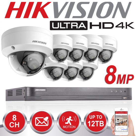 HIKVISION 7208HTHI-K1 PLUS 8 CAMS 8 MPIXEL CCTV KIT 881